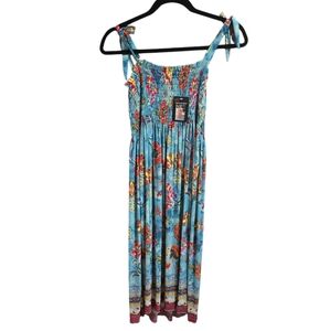 NWT Lildy- Floral Maxi Dress with Blue and Red Accents